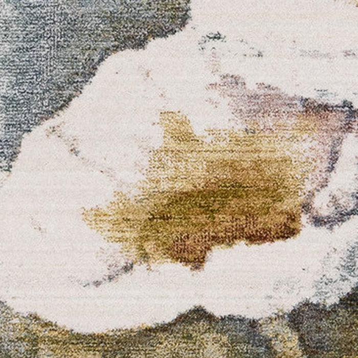 8' X 10' Botanical Leaves Area Rug (660202) - Cream / Blue / Yellow