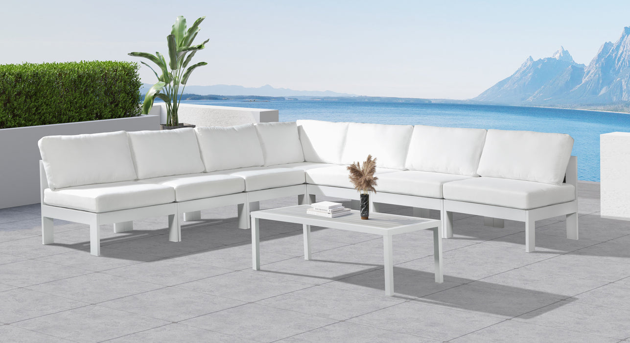 Nizuc - Outdoor Patio Modular Sectional 7 Piece - White - Metal - Modern & Contemporary