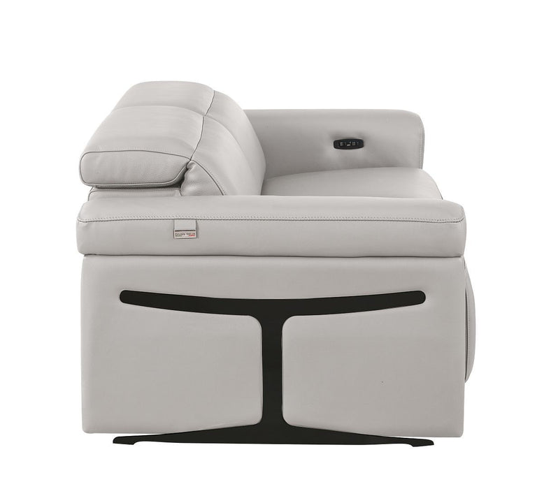 Italian Leather Power Reclining Loveseat (720488) - Light Gray / Black