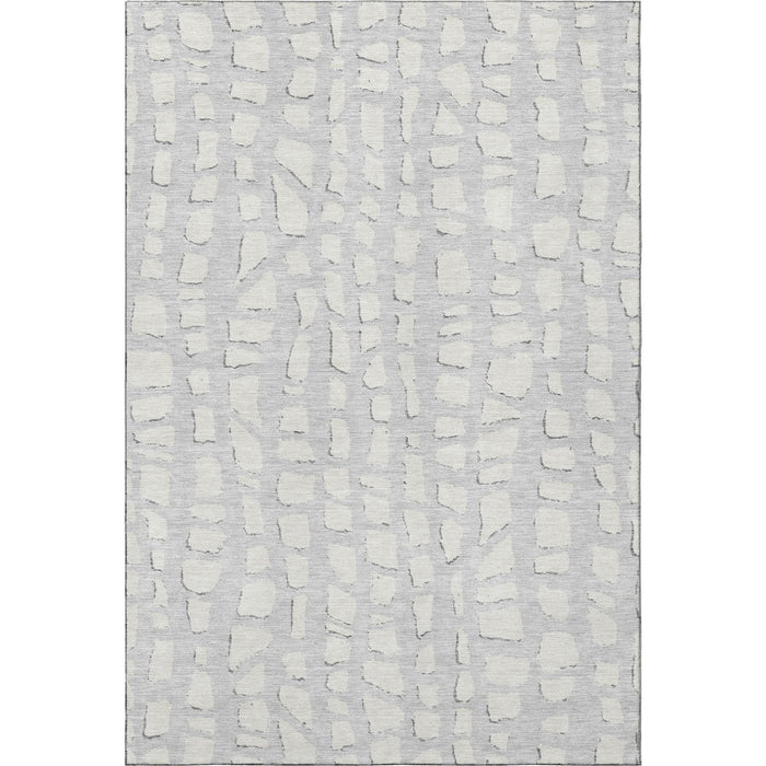 10' X 14' Cobblestone Washable Area Rug With UV Protection - Silver And Ivory