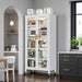 Giga 6-tier storage cabinet with transparent door, adjustable shelves, and wheels for versatile display and organization.