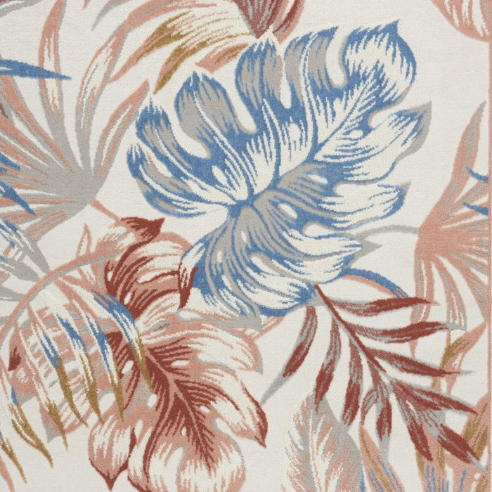 5' X 7' Botanical Leaves Area Rug (550221) - Ivory / Blue / Gray