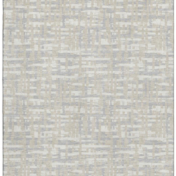 10' X 14' Abstract Geometric Washable Area Rug With UV Protection (683027) - Beige / Ivory / Silver