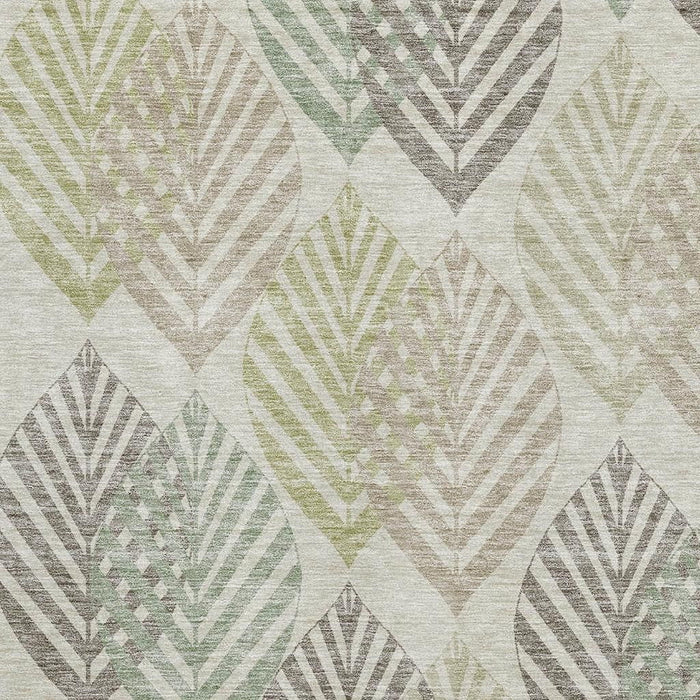 10' X 14' Floral Washable Area Rug With UV Protection - Taupe
