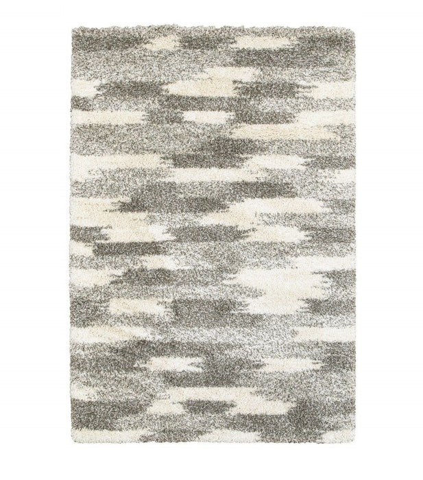 10' x 13' Geometric Pattern Area Rug - Gray And Ivory