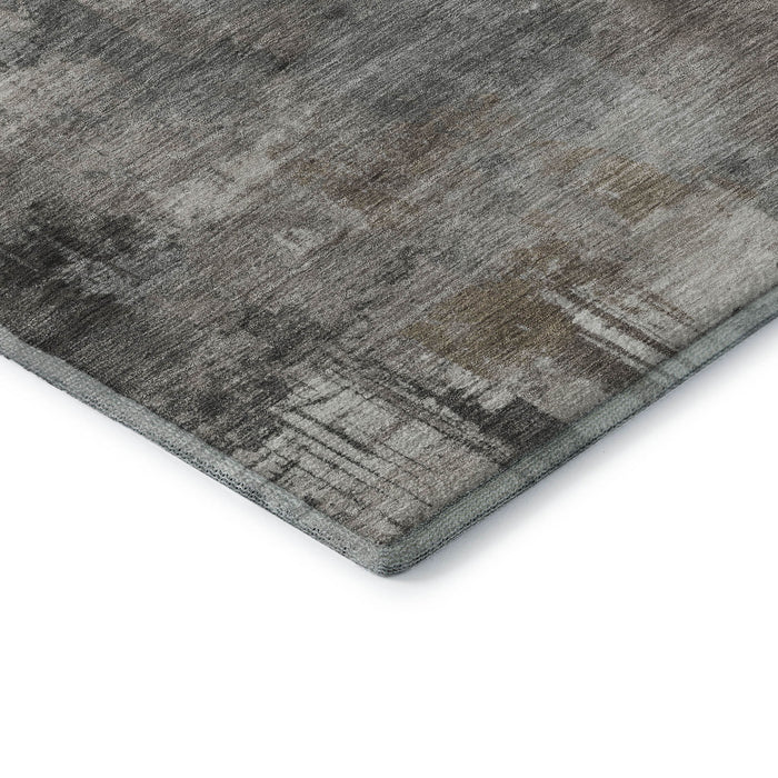 10' X 14' Abstract Washable Area Rug With UV Protection (717050) - Pewter / Gray