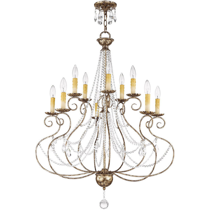 38'' Ten Light Dimmable Chandelier With Shades - Bronze