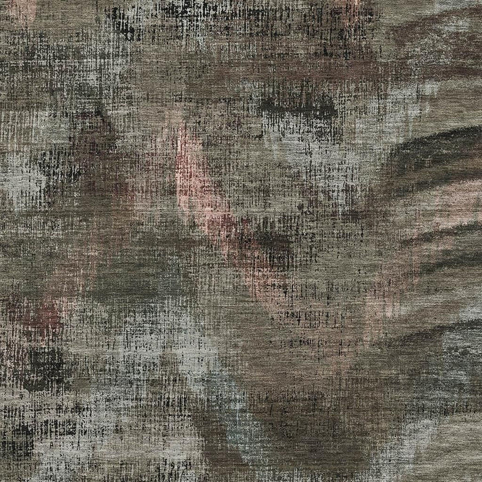 8' X 10' Abstract Washable Area Rug Polyester With UV Protection - Brown / Gray