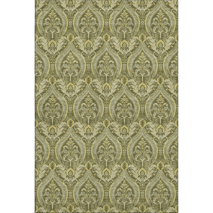 10' X 14' Floral Washable Area Rug With UV Protection (649792) - Green / Ivory