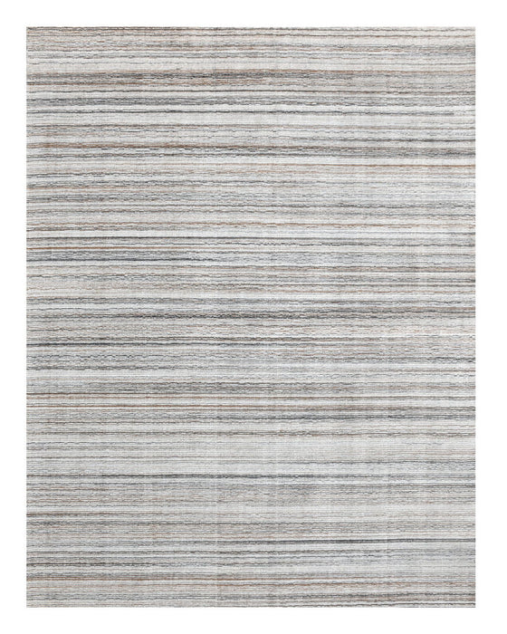8' x 10' Wool Blend Abstract Lines Hand Loomed Area Rug - Beige And Gray