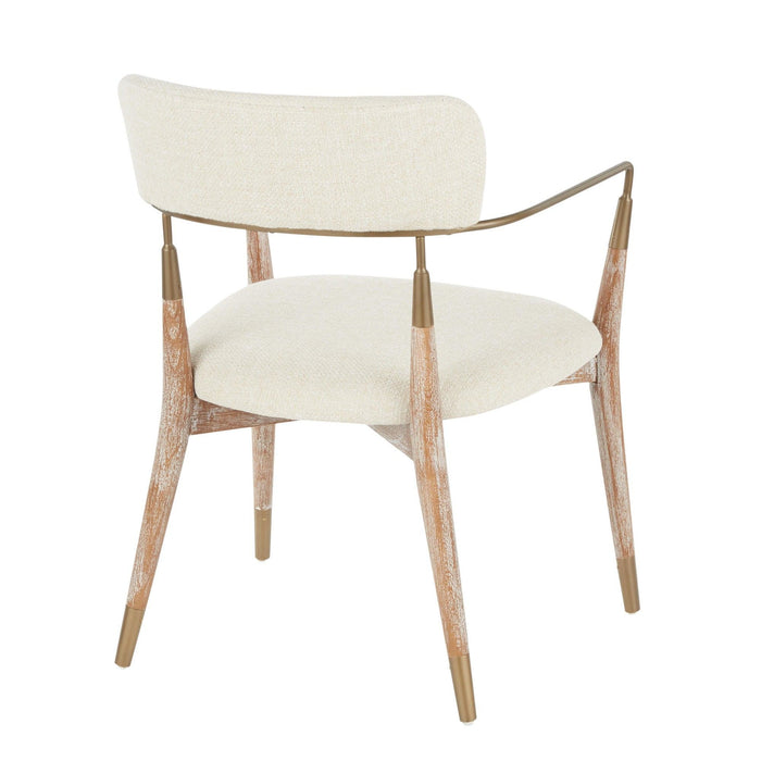 Savannah - Chair (Set of 2) - White Washed Wood And Cream Noise Fabric With Copper Accent