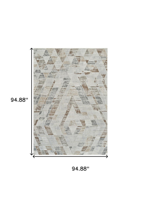 8' x 11' Modern Abstract Distressed Polypropylene Area Rug - Beige And Brown