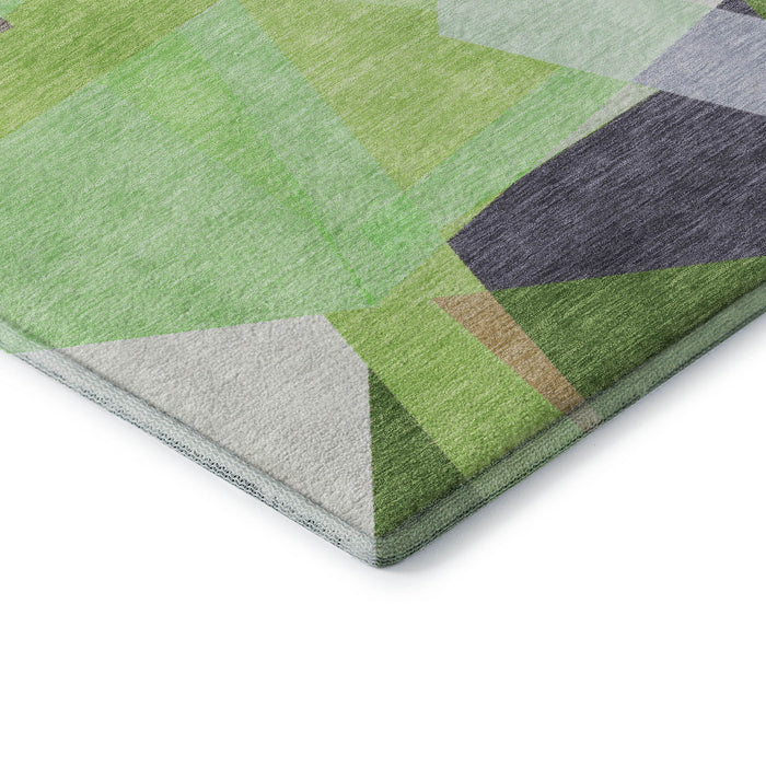 10' X 14' Geometric Washable Area Rug With UV Protection (696542) - Lavender / Green / Ivory