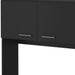 Black wall-mounted accent cabinet with seven open shelves and six drawers, made by HomeRoots for storage and organization.