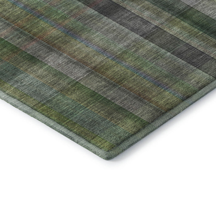 10' X 14' Plaid Washable Area Rug With UV Protection (648508) - Green / Gray