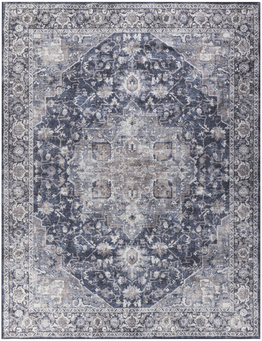 10' X 14' Floral Distressed Area Rug (573756) - Blue