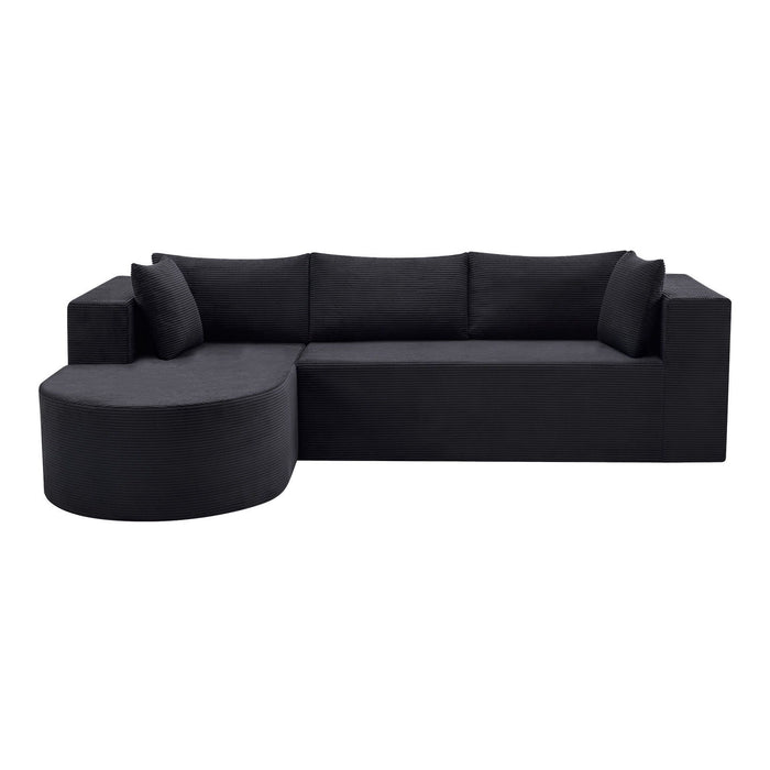 Corduroy Modular Sofa Chaise With Toss Pillows (723851) - Black