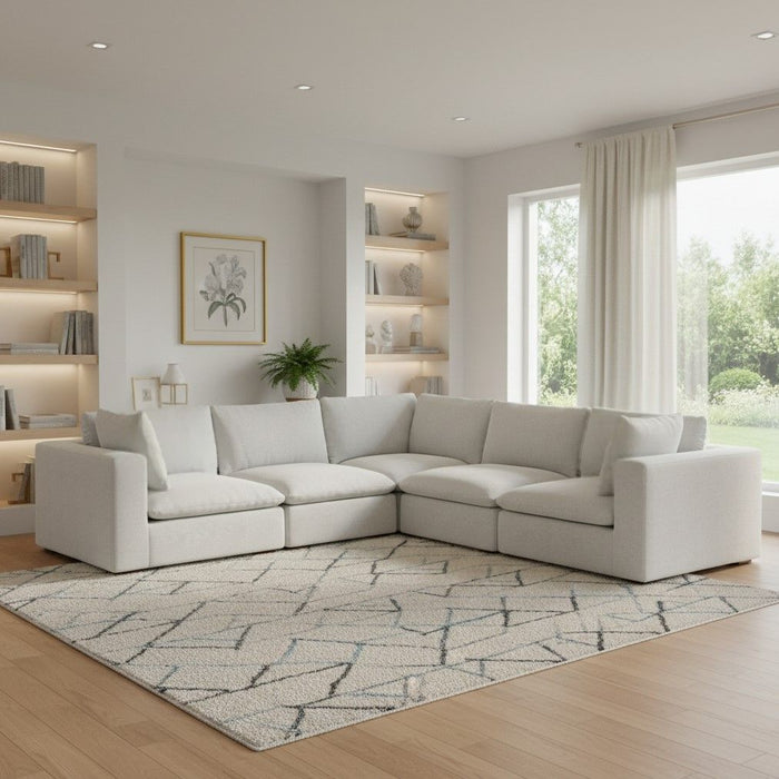 125" Fabric Modular Sofa With Brown Legs - Gray
