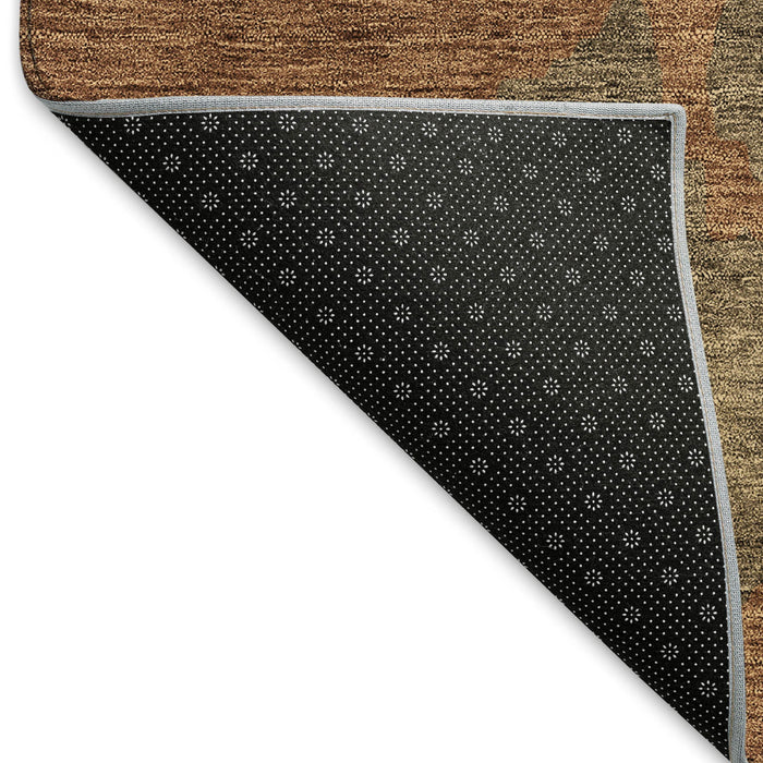 10' X 14' Abstract Washable Area Rug With UV Protection (676140) - Rust / Beige / Brown