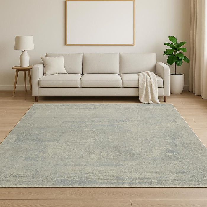8' X 10' Abstract Hand Knotted Area Rug - Light Blue