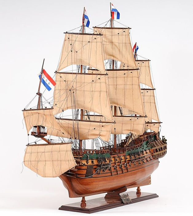 Hand Painted Model Boat Tabletop Sculpture (364387) - Brown