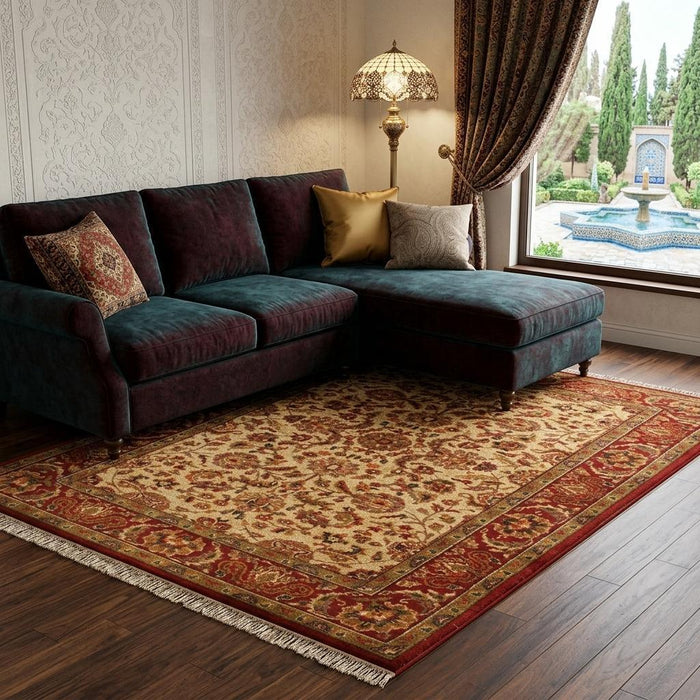 8' X 10' Wool Oriental Hand Knotted Area Rug With Fringe (744292) - Red / Tan / Brown