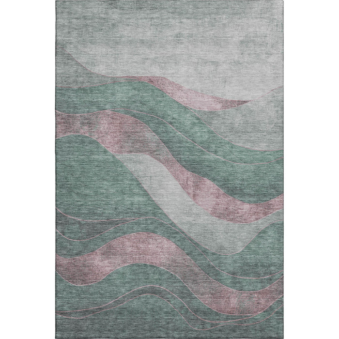 10' X 14' Abstract Washable Area Rug With UV Protection (707155) - Sage / Mauve