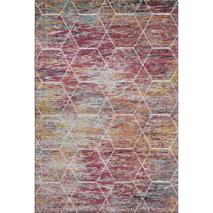10' X 14' Geometric Washable Area Rug With UV Protection (699202) - Pink / Peach / Ivory