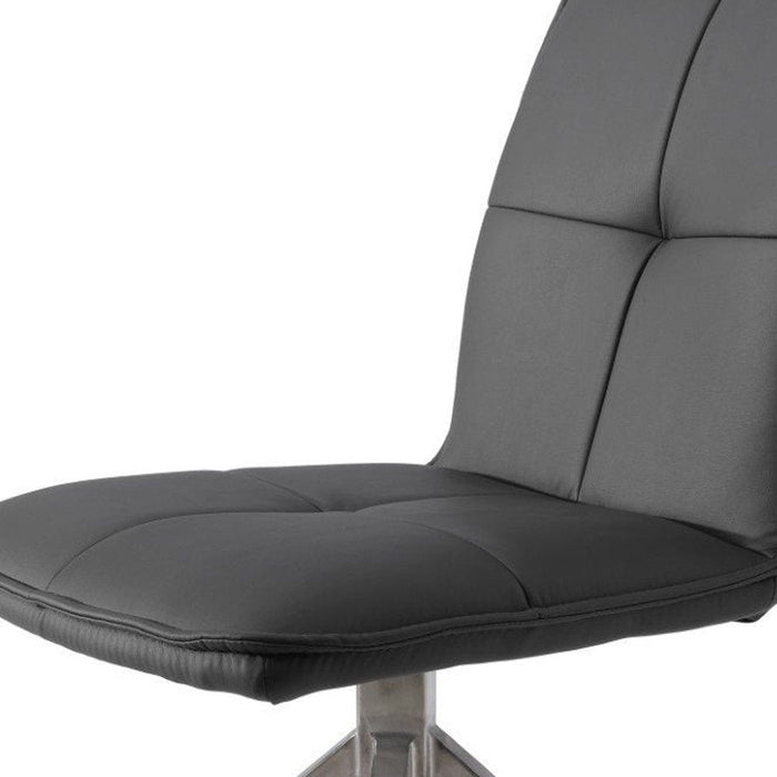 Upholstered Faux Leather Dining Side Chairs (Set of 2) - Silver / Gray