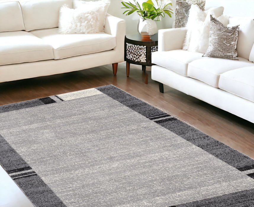 8' x 11' Modern Bordered Area Rug - Gray