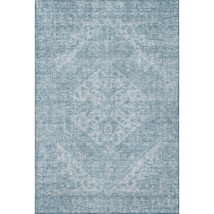 10' X 14' Medallion Washable Area Rug With UV Protection (684382) - Sky Blue / Ivory