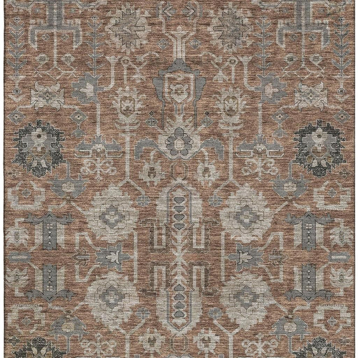 10' X 14' Oriental Washable Area Rug With UV Protection (656669) - Rust / Gray / Charcoal