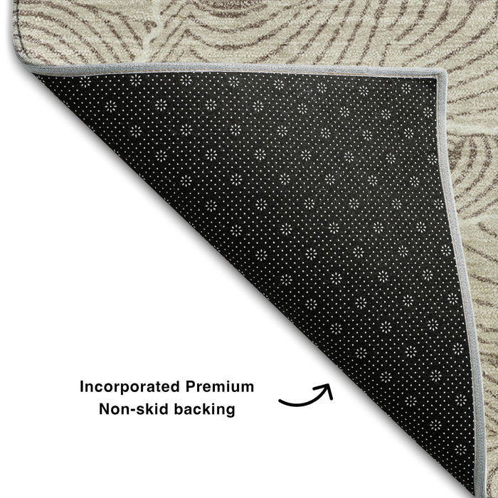 10' X 14' Abstract Washable Area Rug With UV Protection (682181) - Beige / Taupe / Ivory