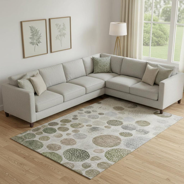 10' X 14' Geometric Washable Area Rug With UV Protection (709252) - Taupe / Beige / Ivory