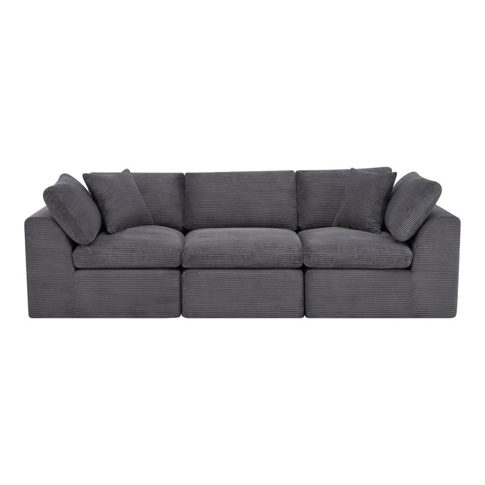 Corduroy Modular Sofa Chaise With Toss Pillows (725199) - Dark Gray
