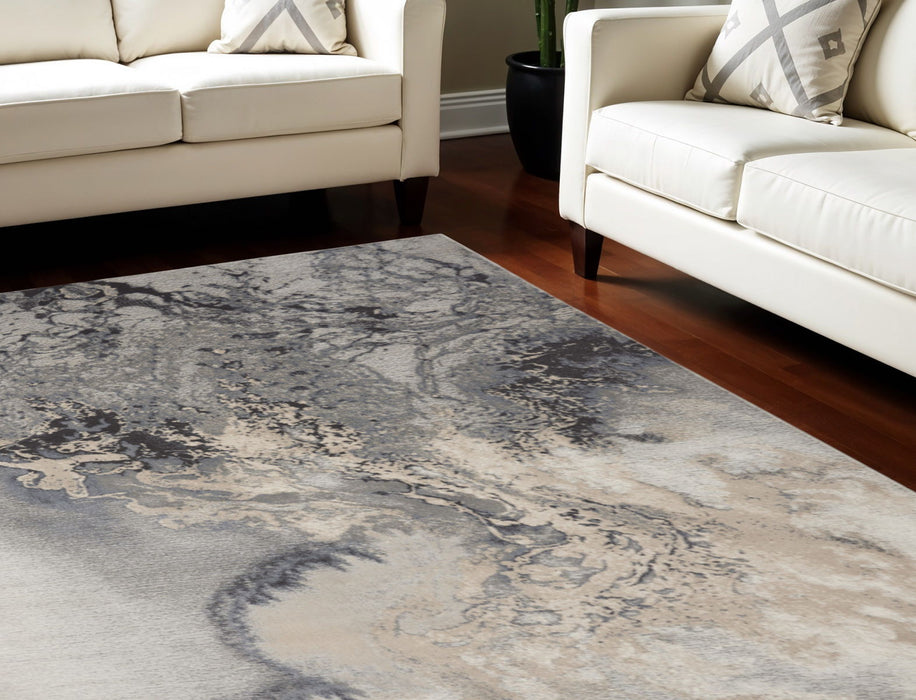 9' X 13' Abstract Area Rug - Gray
