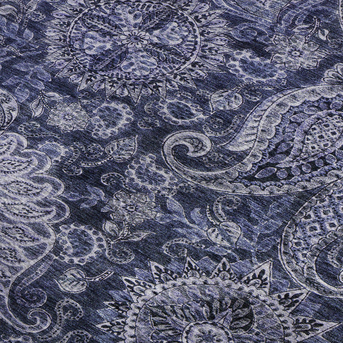 10' X 14' Paisley Washable Area Rug With UV Protection (683746) - Navy Blue / Charcoal / Gray