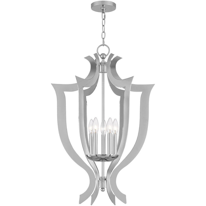 32" Five Light Dimmable Chandelier With Shades - Silver