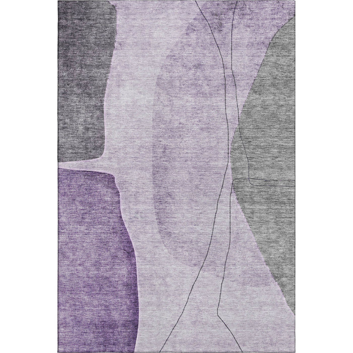 8' X 10' Abstract Washable Area Rug With UV Protection (656577) - Purple / Gray / Ivory