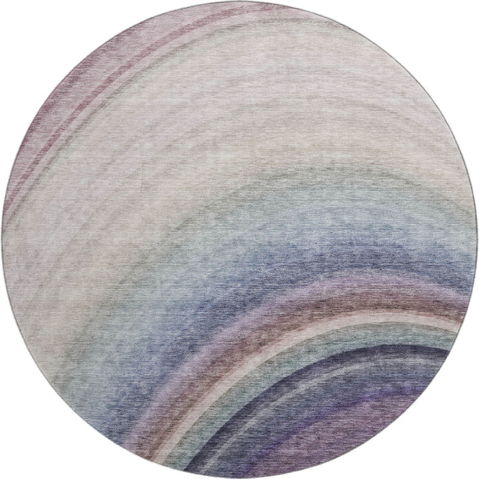 8' Ombre Washable Round Rug With UV Protection (650293) - Beige / Purple / Blue