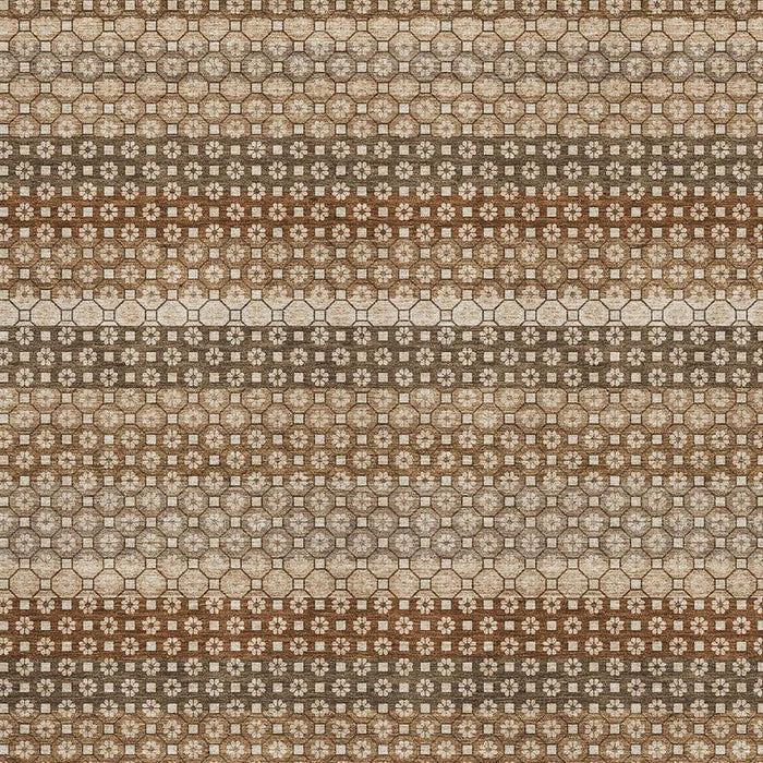 10' X 14' Striped Washable Area Rug With UV Protection (693618) - Taupe / Rust / Brown