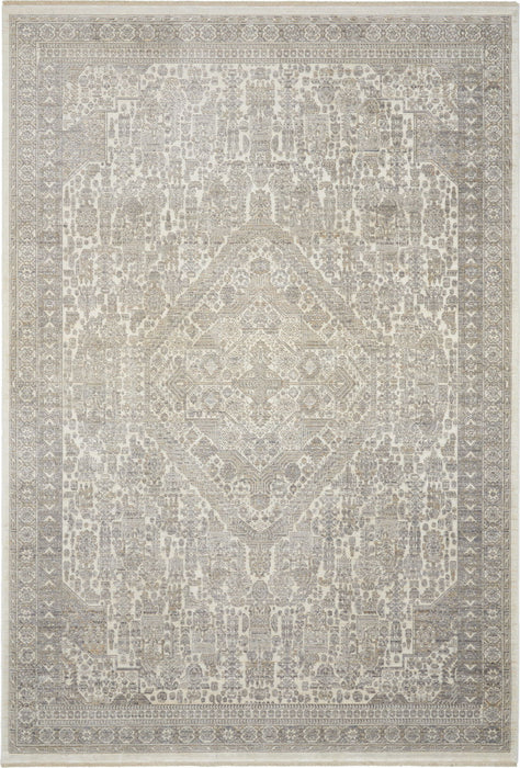 5' X 8' Floral Non Skid Area Rug With Fringe (550252) - Ivory / Beige / Cream