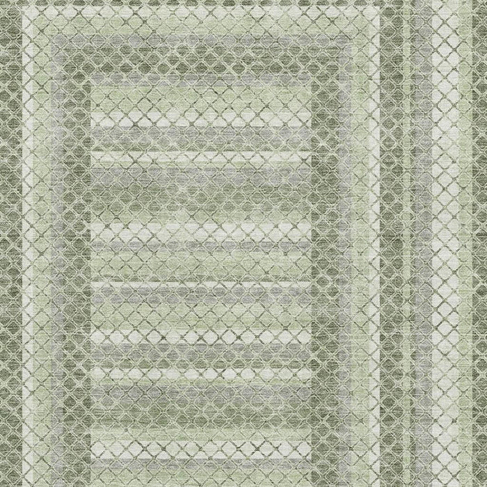 10' X 14' Geometric Washable Area Rug With UV Protection (710867) - Artichoke Green / Gray / Ivory