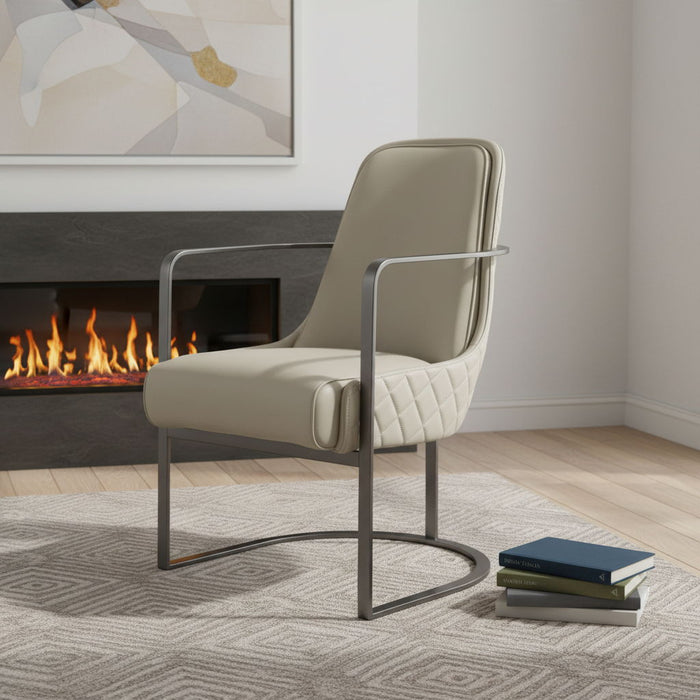 Faux Leather Metal Lounge Chair - Gray