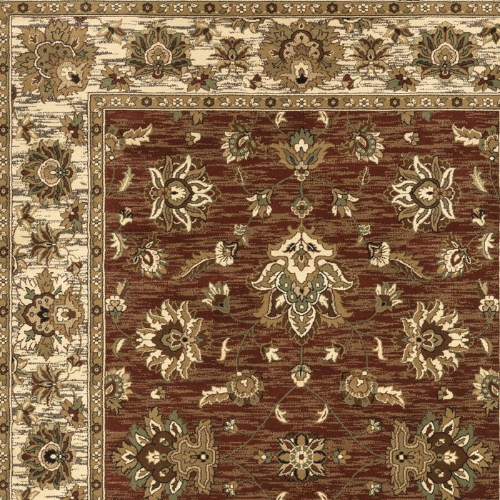 8' Floral Square Rug - Red And Ivory