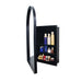 Giga arched recessed metal framed medicine cabinet with mirror and adjustable shelves for bathroom wall storage.