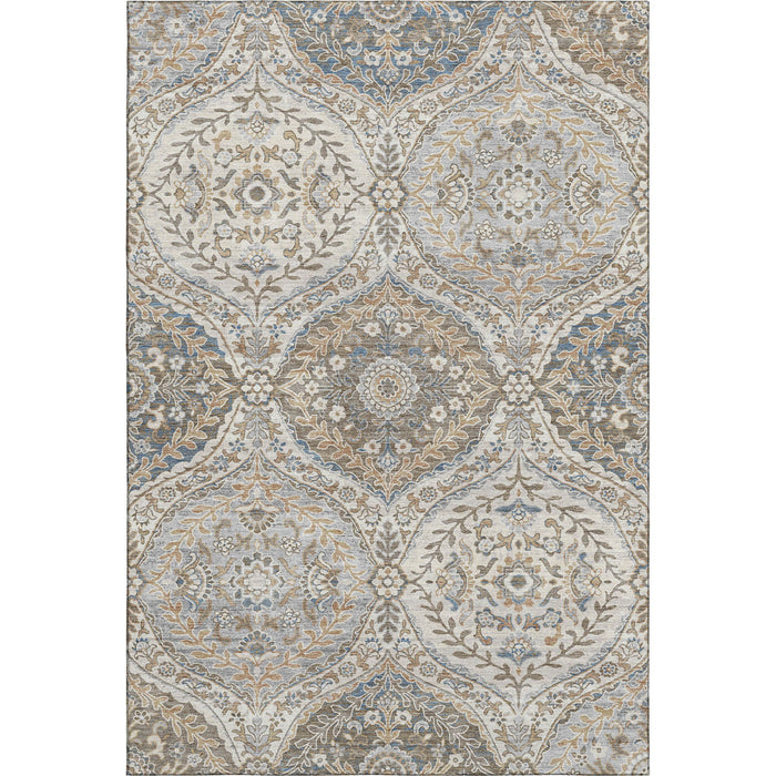 10' X 14' Floral Washable Area Rug With UV Protection (710292) - Beige / Ivory / Blue