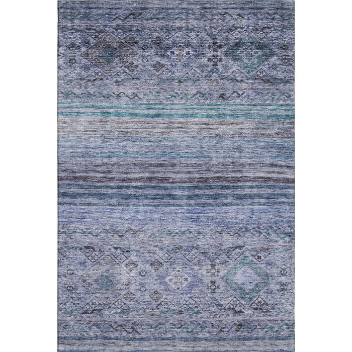 10' X 14' Abstract Geometric Washable Area Rug With UV Protection (688510) - Blue / Charcoal / Gray
