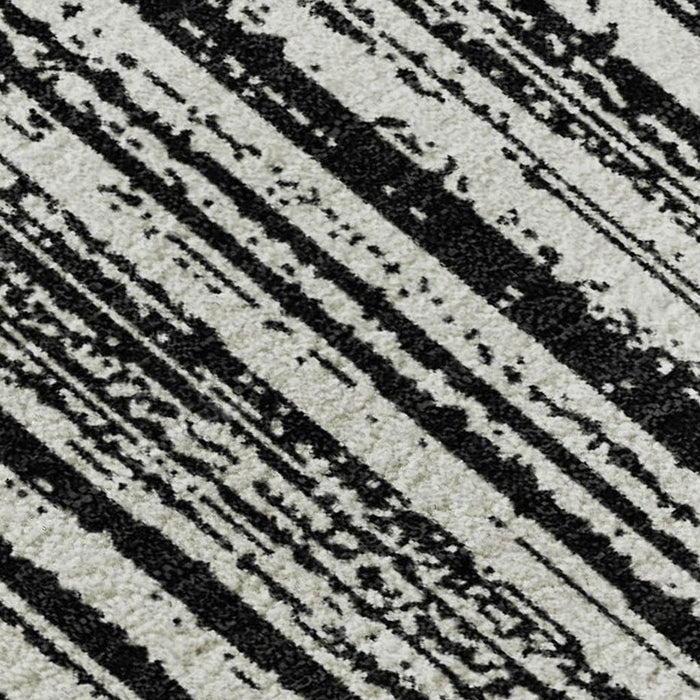 8' X 10' Striped Washable Area Rug With UV Protection - Black And Ivory