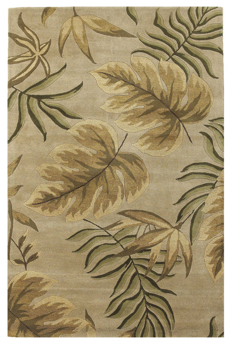 5' x 8' Hand Tufted Tropical Leaves Indoor Area Rug - Sand Beige
